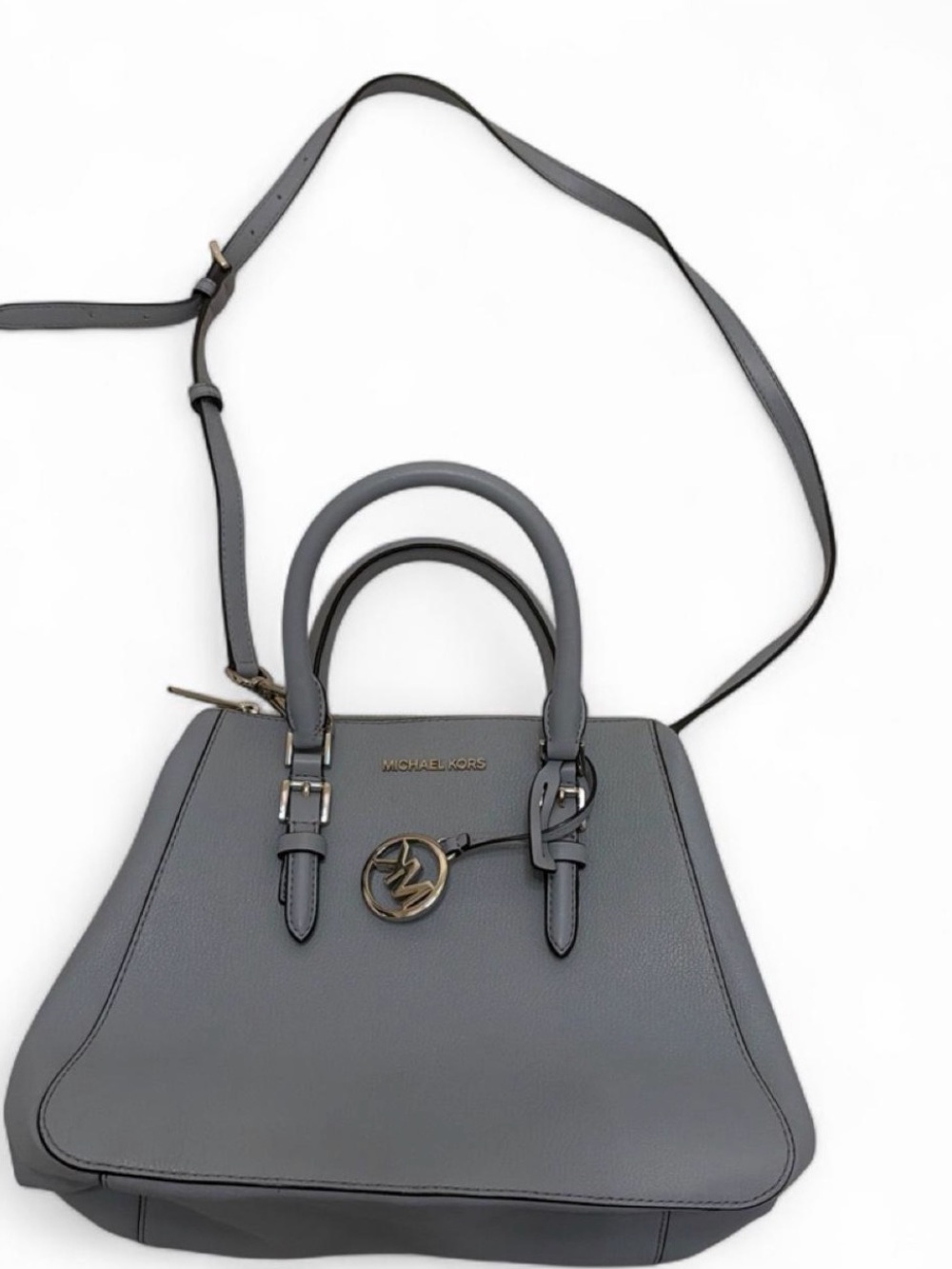 Michael Kors Gray Pebble Leather Satchel with Shoulder Strap